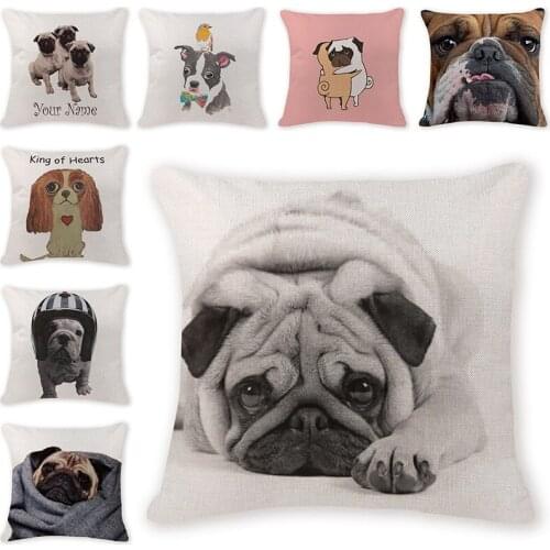 Cute Dog Pattern Pillow Cover Decorative Square Pillow Cases for Sofa Chair Handmade Pillow Cushion Cotton Linen Home Textile