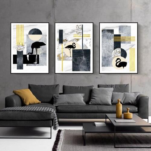 Minimalistic Geometry Animal Flamingo Pattern Canvas Art Abstract Prints Posters Pictures Painting Wall Office Modern Home Decor