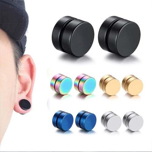 Fashion Magnetic Round Ear Clip 6mm/8mm/10mm/12mm Non Piercing Graceful Circle Strong Cool Magnet Hip Hop Punk Mens Jewelry2020