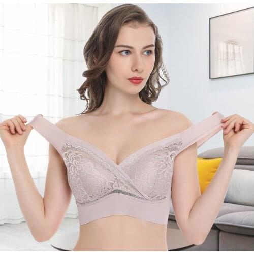 New Arrival No Rims High elasticity Comfortable Womens Thin Underwears Lady Bras Plus Size 6XL Large Cup Lace Flower Bralette