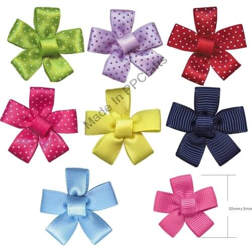 New 30MM Satin Double/Dots/Grosgrain Ribbon Petaled Bow For Packing Cloth Hairbow DIY Crafts 200pcs Free Shipping