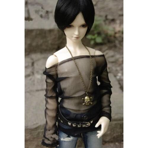 BJD doll clothing is suitable for 1/3 1/4 1/6 Uncle size one-line neck translucent mesh shirt top doll accessories