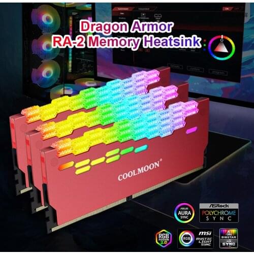 COOLMOON RA-2 RAM Memory Bank Heat Sink Cooler ARGB Colorful Flashing Heat Spreader For PC Desktop Computer Accessories