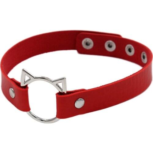 Punk PU Leather Cat head Collar Choker Necklace Goth Gothic Rock Trend Jewelry Birthday Party Gift Necklaces Pendants for Women