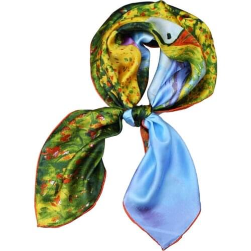 90cm*90cm Silk Scarf Women Print Hair Neck Square Scarves Office Ladies Shawl Bandanna Muslim Hijab Handkerchief muffler foulard