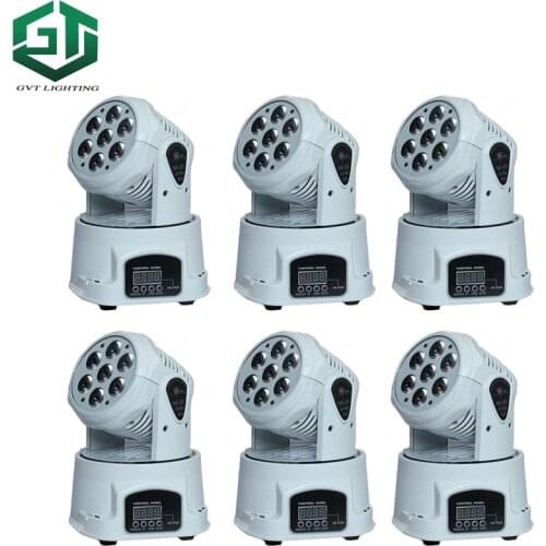 6pcs White color shell Moving Head 7x12W Stage Light RGBW LED 4 in 1 DMX512 9/14 Channel 4 Control Mode Disco Party Club Bar DJ