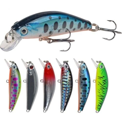 5.5cm/6.5g Small Minnow Fishing Lure Hard Sinking Wobblers Plastic Vibrating Artificial Bait Lase Skin Reflections Crankbait