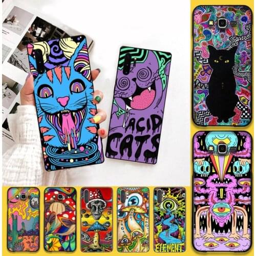 Psychedelic Trippy Cat Art Phone Case For Samsung Galaxy Note20 ultra 7 8 9 10 Plus lite M51 M21 M30S