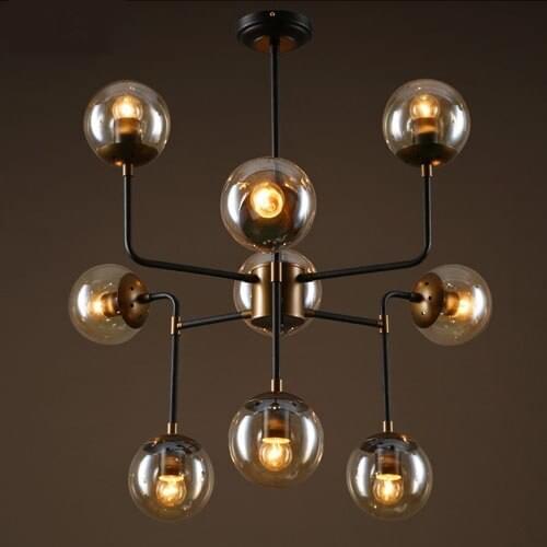 Retro wind retro Beanstalk dining room chandelier minimalist Scandinavian iron glass ball with creative lightin GY194