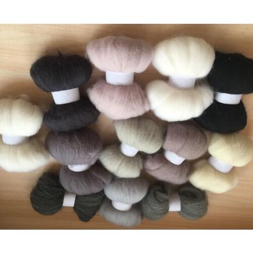 Wool felt poke fun DIY roving felt 100% merino wool fiber gray white color 10g/12pcs/lot
