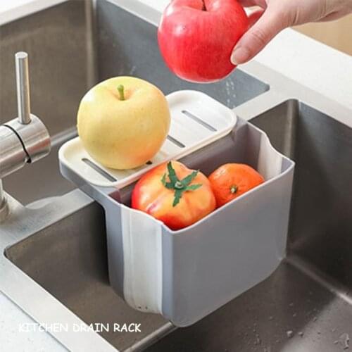 Kitchen Drain Basket Kitchen Accessories Garbage Seepage Basket Sink Side Sponge Rack Foldable Drain Rack Filter Mesh Rack
