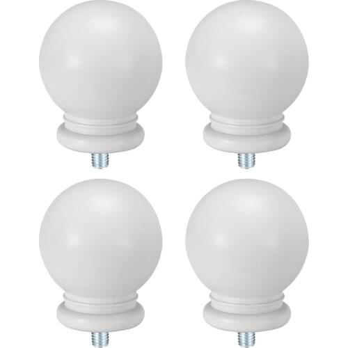 Uxcell 4pcs Curtain Rod Finials ,Fit for 15.8mm Dia (Max.) Rod, Plastic End,M5 Thread Dia,Ball Shape,White Tone