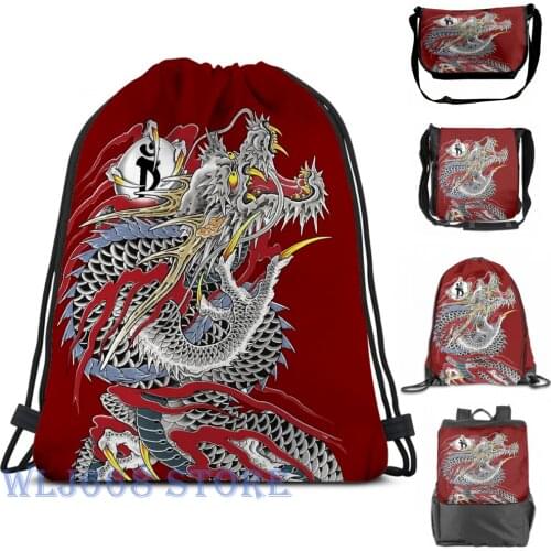 Funny graphic print shoulder Bags women Yakuza Dragon Tattoo Single shoulder backpack travel for men Gym Bag