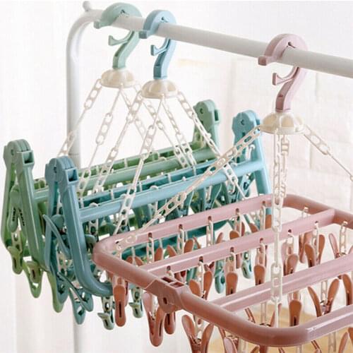 5 Colors 32 Peg Dryer Washing Line Airer Clothes Horse Underwear Socks Pants Hanger