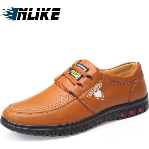 INLIKE Men Leather Shoes High Quality Elastic Band Fashion Design Solid Tenacity Comfortable Mens Shoes