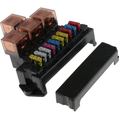 Universal 4 Relay Fuse Box Block Fuse Holder Car Vehicle Auto Blade LED