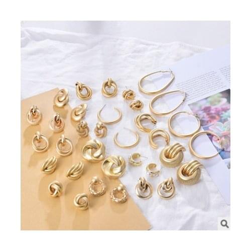 Advanced earrings dumb gold net red niche earrings Korean fashion generous metal geometric exaggerated earrings