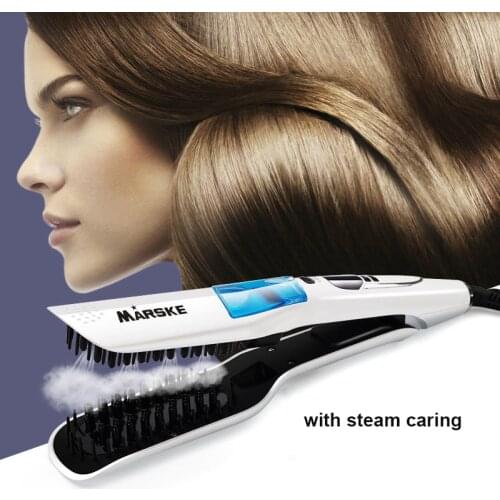 Hair straightener brush Ceramic hair straightener steam flat iron Anion steam spray straight hair comb