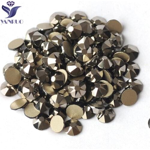 YANRUO 2088NoHF All Sizes Jet Hematite Strass Stones And Crystals Craft Gems Flat Back Non Hotfix Rhinestones For Nails