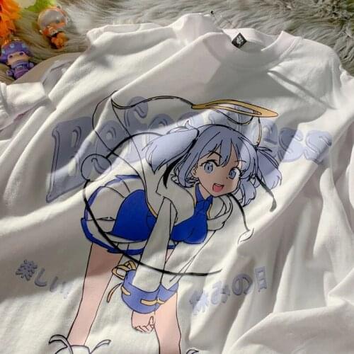 Autumn t shirt loose long-sleeved oversized T-shirt female anime print crop top apparel y2k Shirts women Korean style clothes