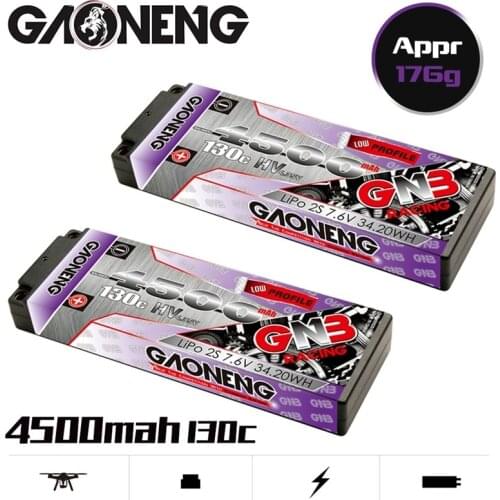 1-2PCS GAONENG GNB 7.6v 4500mAh 130C PLUS LiPo Battery For RC Car Racing Spare Parts With Shell Upgrade LiHV 2S Battery