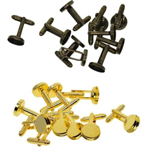 10 Pieces Cufflink Cabochon Round Base Adjustment Tray Twins Measure 12mm Diy
