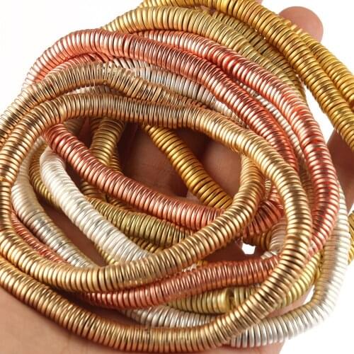 3/4/6/8 mm Natural Stone Disc Shape Matte Hematite Bead Round Spacer Beads Charms Bracelet For DIY Jewelry Making Accessories