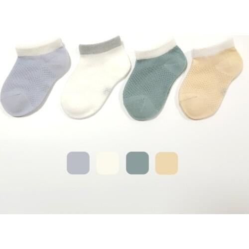 4Pair/lot new baby socks mesh spring and summer thin stitching color newborn baby children boat socks