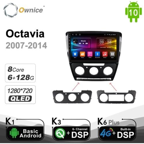 6G+128G QLED Octa Core Android 10.0 car dvd Radio DSP SPDIF GPS Navi For Skoda Octavia 2007 - 2014 4G LTE navigation 1280*720
