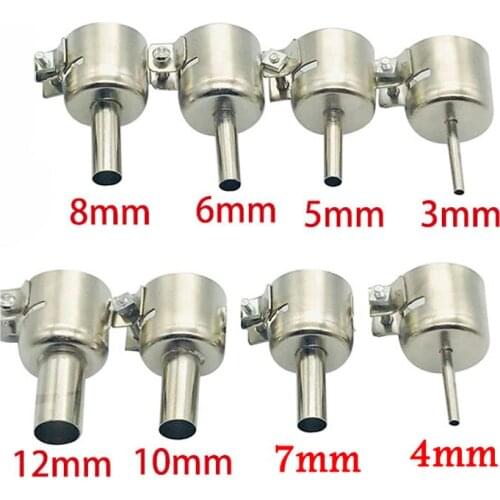 Aluminum Alloy 8Pcs Universal Meatal Heat Gun Resisting Nozzles Hot Air Guns Silver 3/4/5/6/7/8/10/12 mm