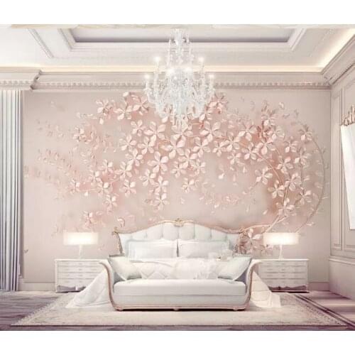 Bacaz Newest 8d Luxurious Elegance Wall paper Mural 3D Rose Gold Flower Wallpaper sticker paper For Sofa Wall Murals Decor