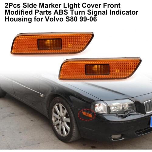 2Pcs Side Marker Light Cover Front Modified Parts ABS Turn Signal Indicator Housing 9188263 9188264 for Volvo S80 99-06