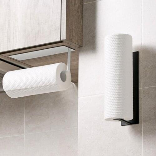 Bathroom Kitchen Free Punch Toilet Roll Paper Holder Hanging Organizer Iron Tissue Towel Shelf Kitchen Storage Rack Dropshipping