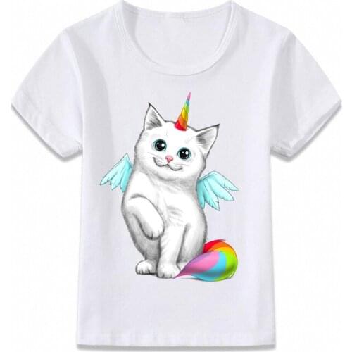 Kids T Shirt Unicorn Cat and Pug Children T-shirt Boys and Girls Toddler Tee