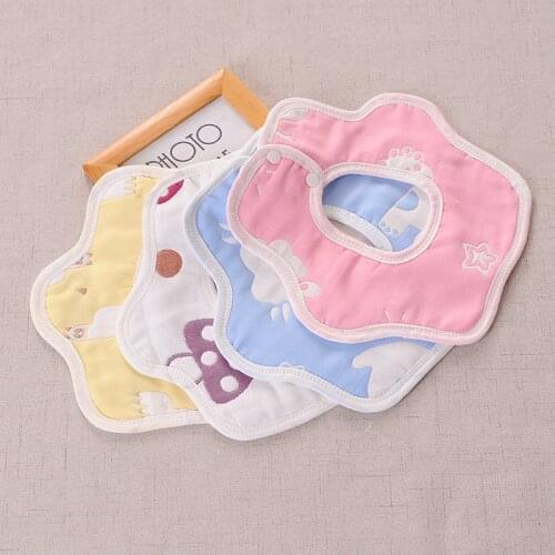 Baby Cotton 6-Layer Gauze Infants Bibs Cartoon Flower Burp Cloths Absorb Saliva Towel Feeding Apron Bandanna Newborn