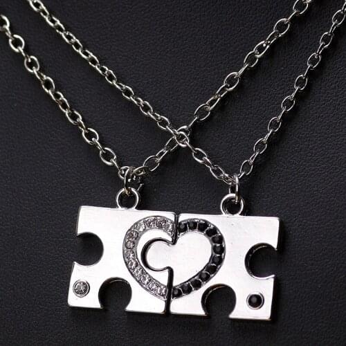 2-piece Couple Best Friends Necklace Fashion Stitching Heart Shape A Pair Of Alloy Pendan Tchoker Lovers Jewelry Gifts