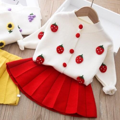 Toddler Baby Girls Clothing Set 2021 Autumn Children Clothes Thicken Fleece Sweater Skirts Suit 2Pcs Kids Clothing For Girls