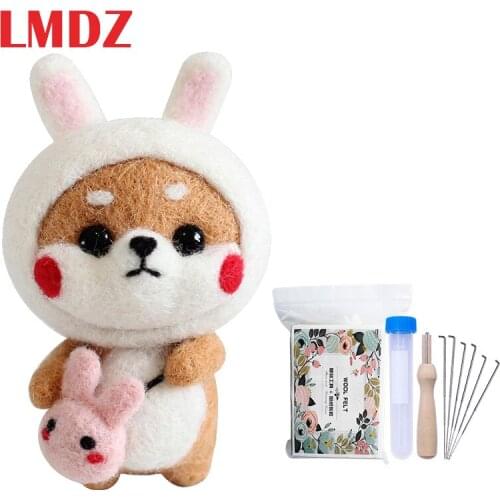 LMDZ 1Set Non Finished Wool Felt Handmade DIY Felt Poked Set Wool Felt Poked Fabric Felt With Wood Handle and 3Size Needle Set