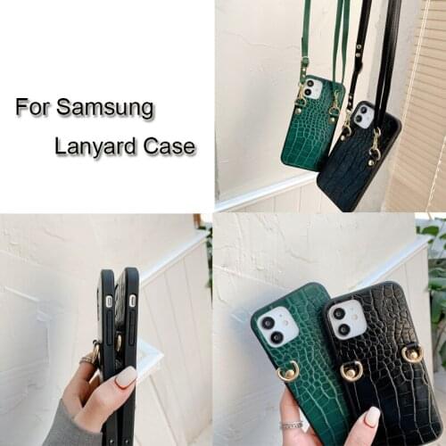 Soft Case For Samsung Galaxy A71 A51 A20S A10S Note 10 pro 9 A2 CORE A10E A80/A90 A70 A60 Leather Texture Lanyard Crossbody Case
