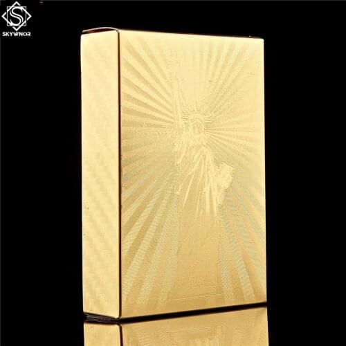 Gold Foil Poker Liberty Waterproof Poker Playing Cards Gambling Party Table Game
