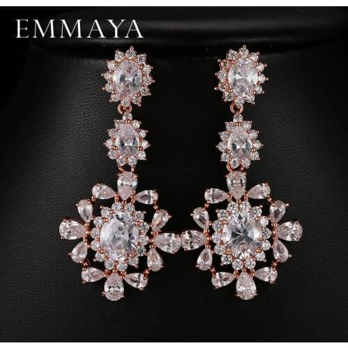EMMAYA New Elegant Drop Earrings Statement Tiny CZ Rhodium Color Noble Bridal Wedding Dangle Brincos Jewelry