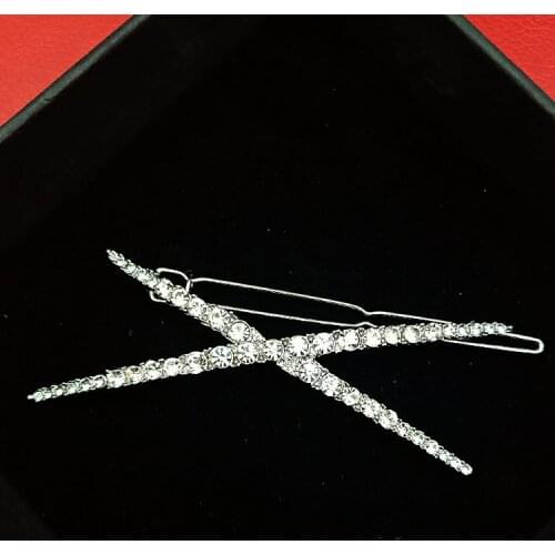 New Fashion X Letter Full Rhinestone Crystal Hairpins Hairgrips Hair Clips Barrette Women Girl Wedding Party Hair Accessories