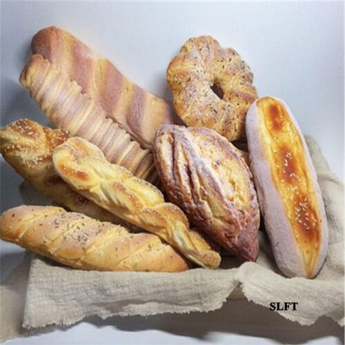 Hotel bar cafe store shop decoration simulation fake food rye Danish toast french baguette bagels Conch twist croissant bread