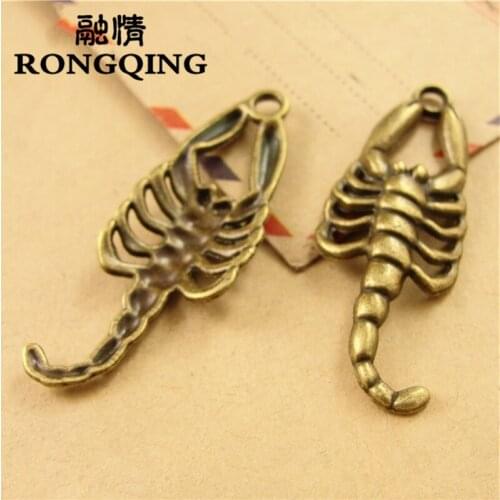 RONGQING 50pcs/lot 16*42MM Scorpion Pendant Charms Twelve Constellations Jewelry Accessories Scorpio