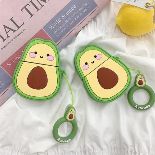 Cartoon Avocado Shockproof Protective Case Cover Cute Soft Silicone Earphone Travel Case Storage Bag For AirPods Pro