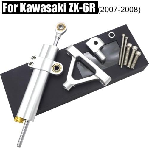 CNC Motorcycle Adjustable Steering Stabilize Damper Bracket Mount kit For Kawasaki ZX6R ZX 6R 07 08 Moto Steer Support