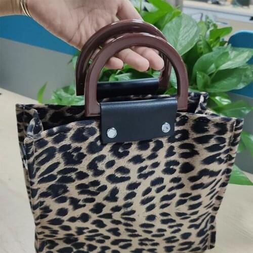 Bag Womens Luxury Handbags Shuolder 2021 Fashion Canvas Leopard Print Wooden Portable Purses Big Capacity Shopping Womens Bags
