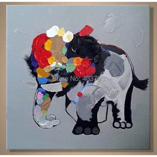 Hand painted MODERN ABSTRACT HUGE LARGE CANVAS ART OIL PAINTING absract colorful elephant paintings no framed