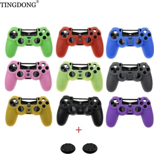 For Sony PlayStation PS4 Silicon Case With Grips Shell Silicone Rubber Gamepad Controller Protective Cover Case Protection Skin