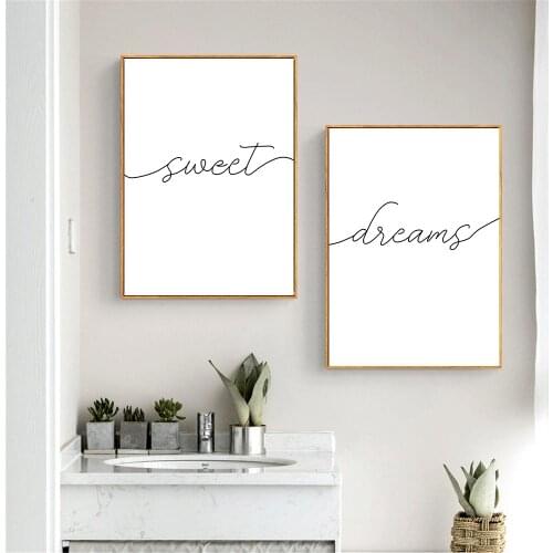 Nordic Sweet Dream Quotes Wall Art Poster And Print Black White Canvas Painting Minimalist Picture Modern Living Room Home Decor